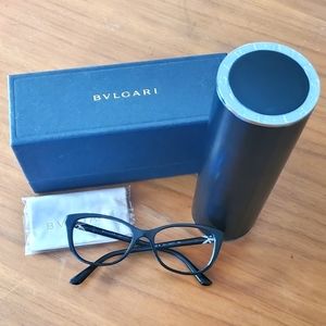 Like New BVLGARI BV 4092-B 5324 52mm Black with Swarovski Eyeglasses (Italy)